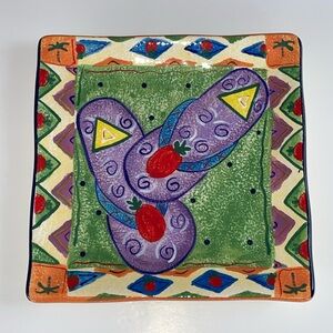 Hand Painted Dish Sandals Flip Flop Ambiance Collection Farida Zamar Square 8.5”